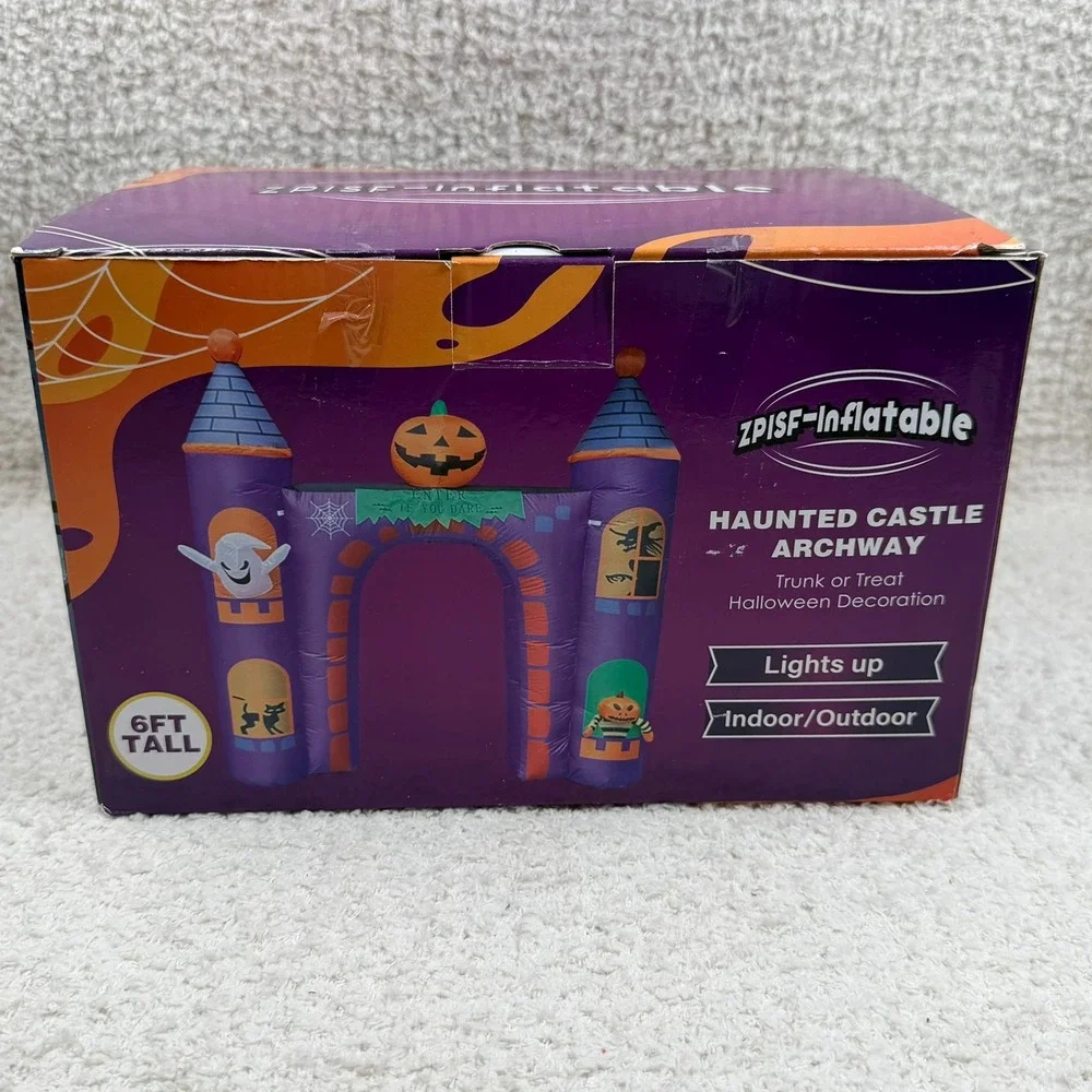 ZPISF-Inflatable Haunted Castle Archway 6FT Tall Halloween Light Up Decoration
